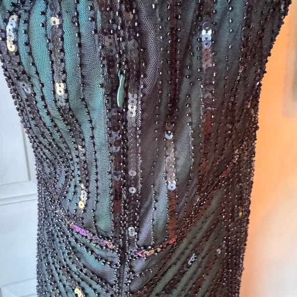 Fundaisy Black and Green Beaded Midi Dress - Picture 6 of 11